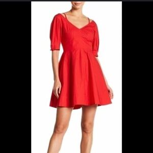 Derek Lam 10 Crosby Red Poppy VNeck Flare Size 10 Holiday Christmas Party Bright